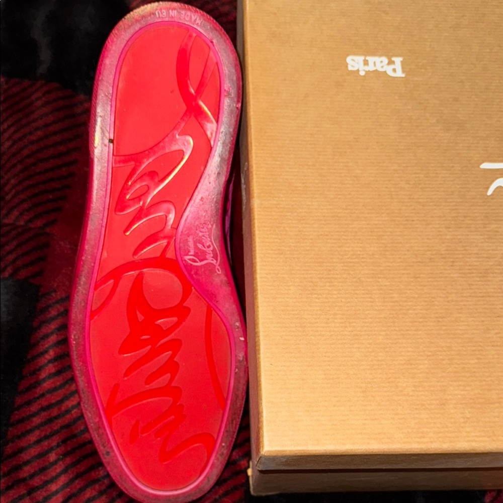Christian Louboutin Pink High-Top Sneakers - Picture 8 of 12